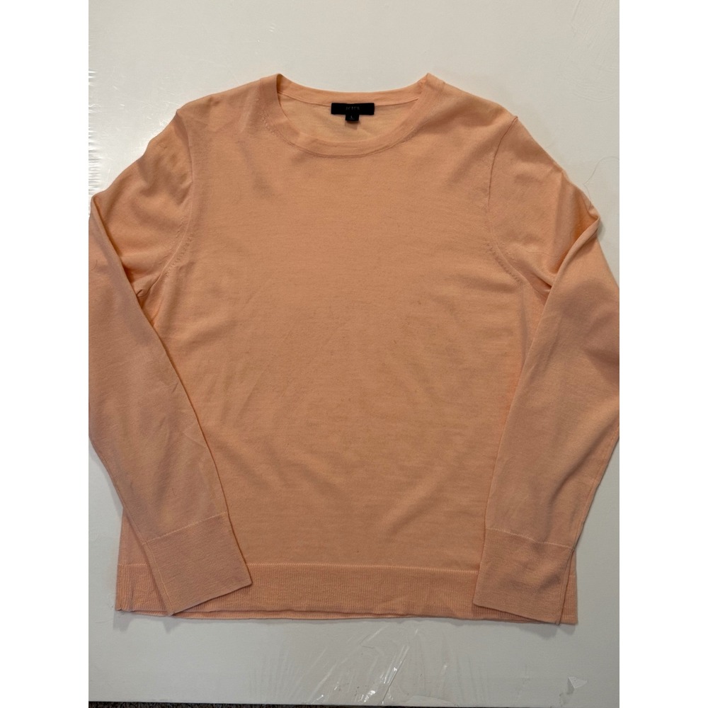 J.Crew Tippi Sweater Peach Apricot 100% Merino Wool Crewneck AM146 Large
